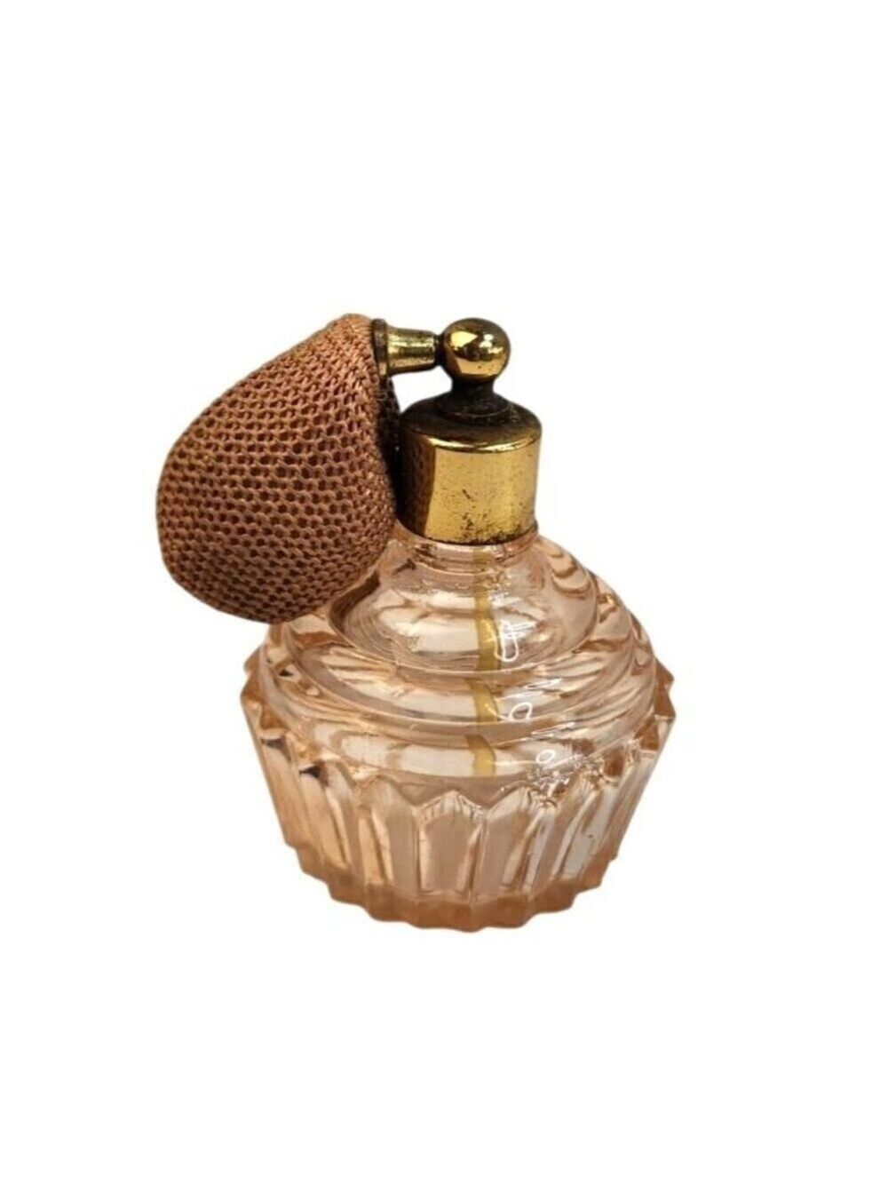 Pink Cut Glass Perfume Bottle with Atomizer, Blush Pink Perfume Bottle, Vintage